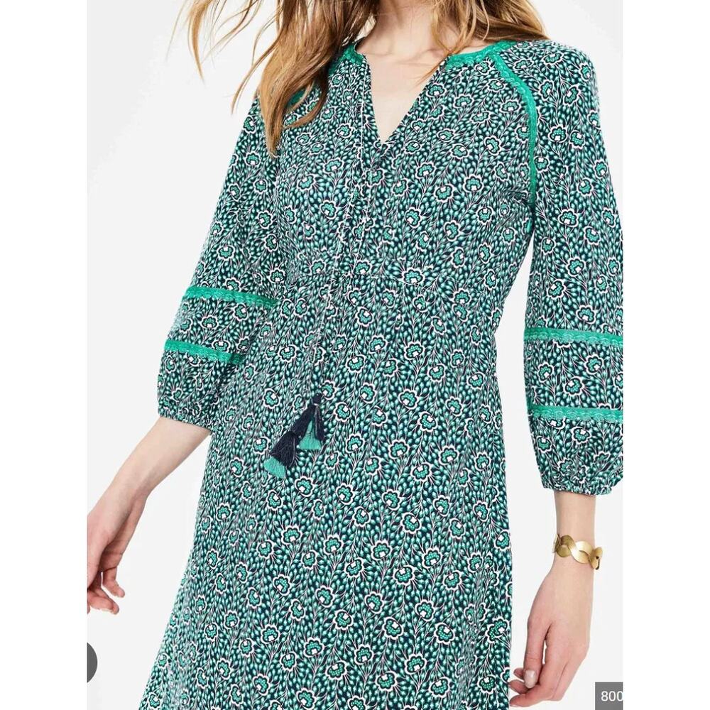 Boden Teal Floral-Print Mini Dress